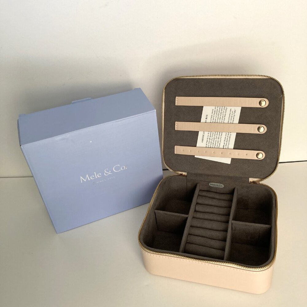 Mele & Co. Shiloh Travel Jewelry Case Tan Faux Leather NEW w/ Box